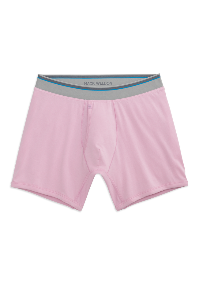 Front view of 18 hour Jersey Boxer Brief in Washed Pink