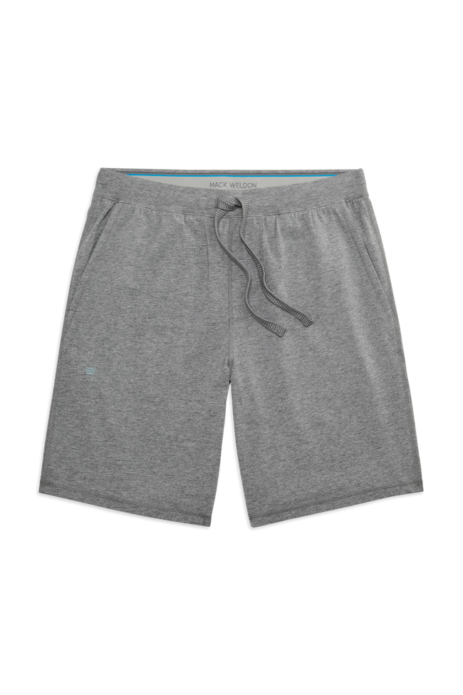Front view of 18 Hour Jersey Short in Grey Heather