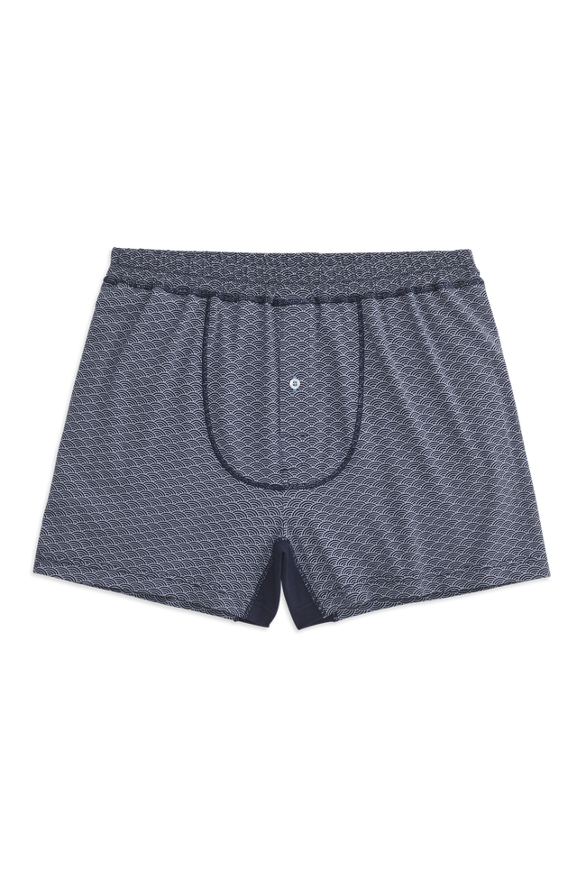 Front view of 18 hour knit boxer in Night Sky - Infinite Circles