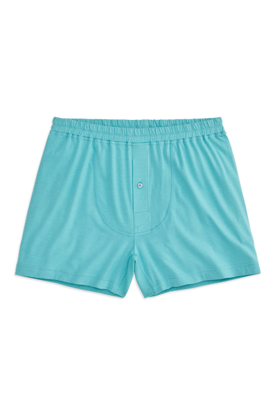 Front view of 18 hour Knit Boxer in Nile Blue