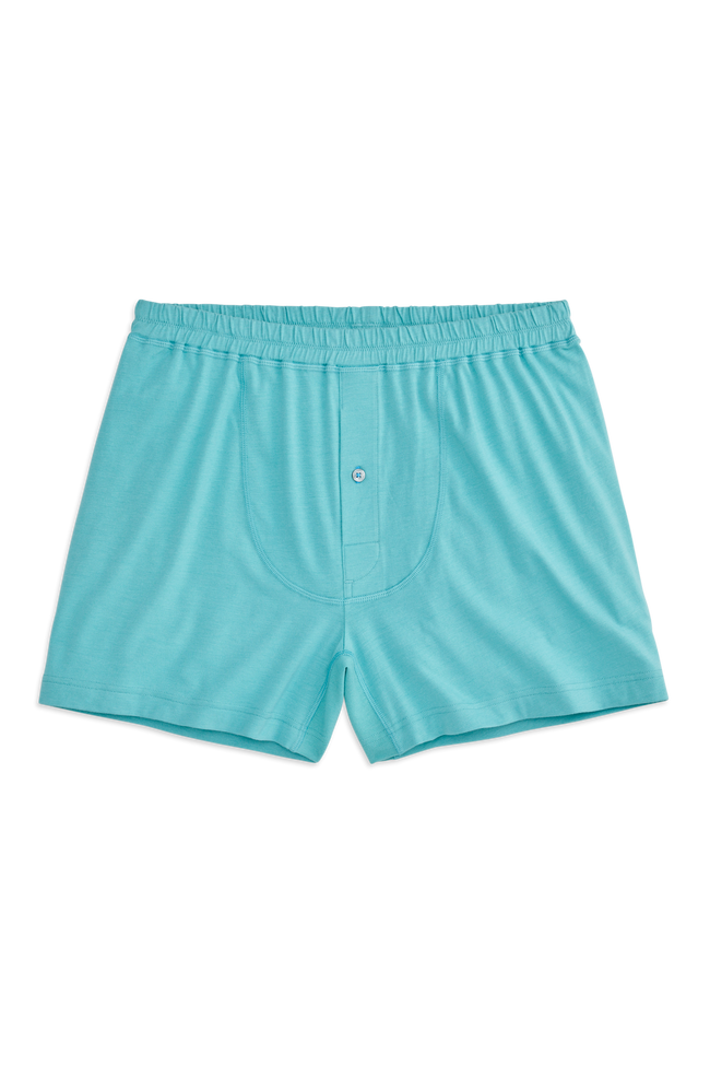 Front view of 18 hour Knit Boxer in Nile Blue