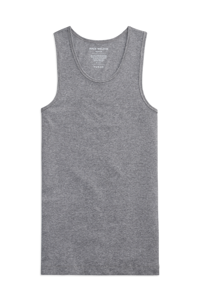 Front view of 18 hour rib tank in Medium Grey Heather