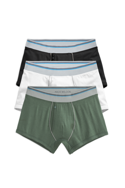Front View of 3-Pack 18-Hour Jersey Trunks in Field Trip