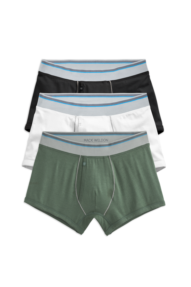 Front View of 3-Pack 18-Hour Jersey Trunks in Field Trip