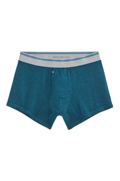 Front view of 18 hour jersey trunk in Deep Sea Heather