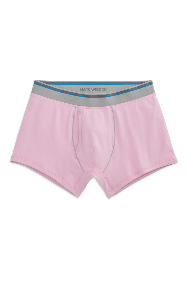 Front view of 18 hour jersey trunk in Washed Pink