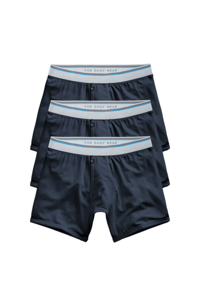 Front view of 3-Pack 18-Hour Jersey Boxer Briefs in Blue Night
