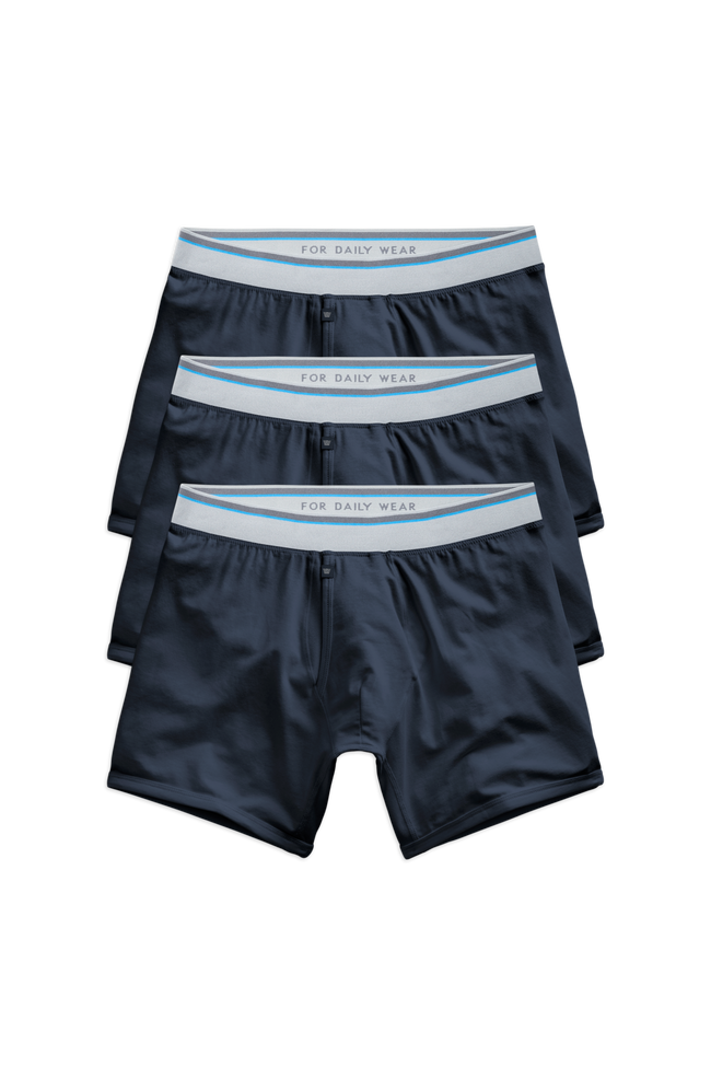 3-Pack 18-Hour Jersey Boxer Briefs in Blue Night