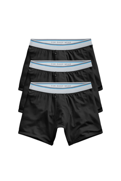 Front view of 3-Pack 18-Hour Jersey Boxer Briefs True Black
