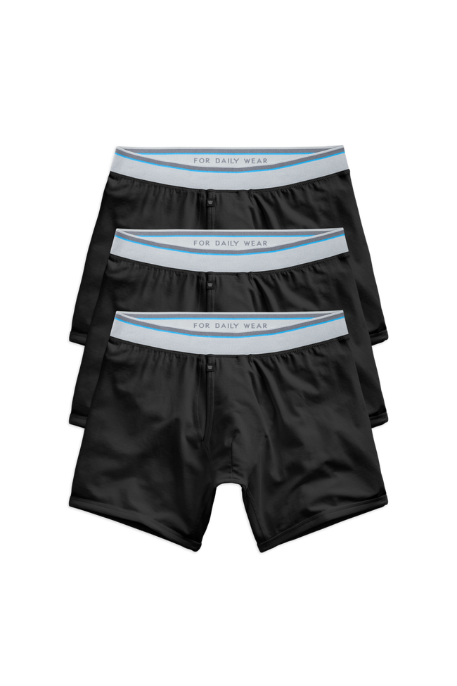 Front view of 3-Pack 18-Hour Jersey Boxer Briefs True Black
