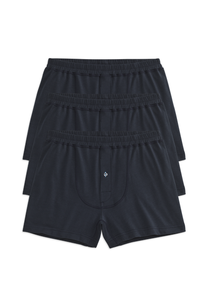 Front view of 3-Pack 18-Hour Jersey Knit Boxers in Blue Night