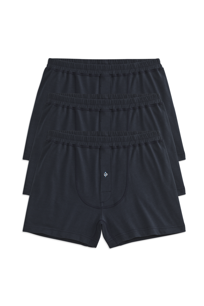 Front view of 3-Pack 18-Hour Jersey Knit Boxers in Blue Night