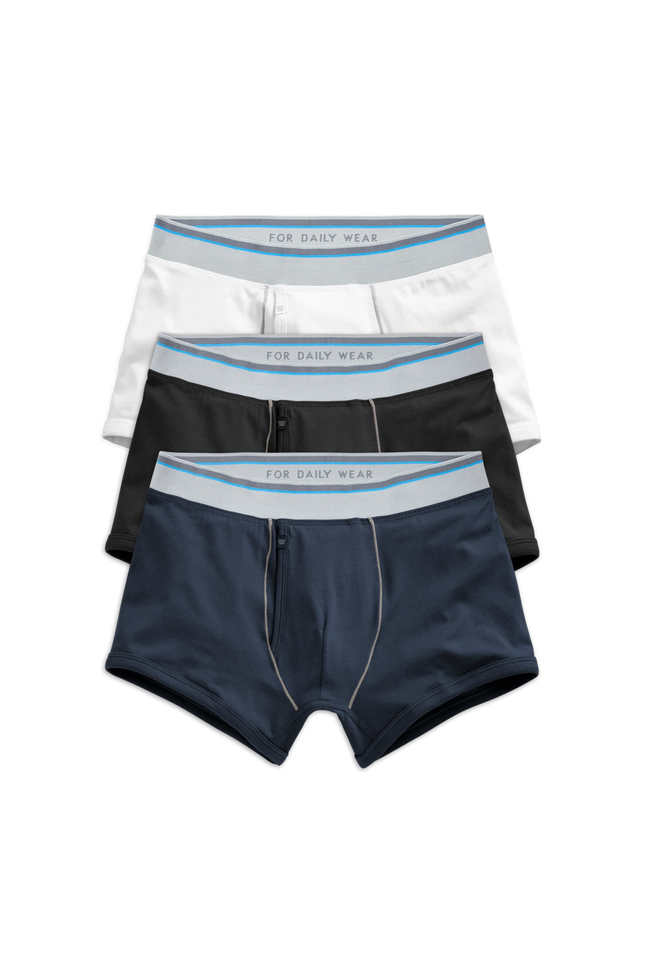 Front View of 3-Pack 18-Hour Jersey Trunks in Classics 