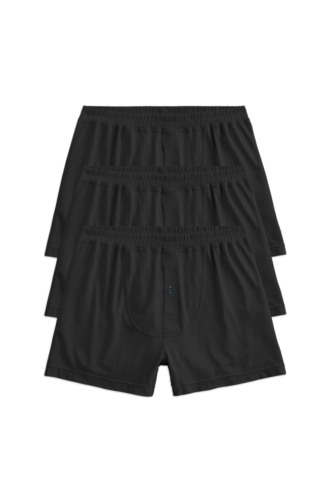 Front view of 3-Pack 18-Hour Jersey Knit Boxers in True Black