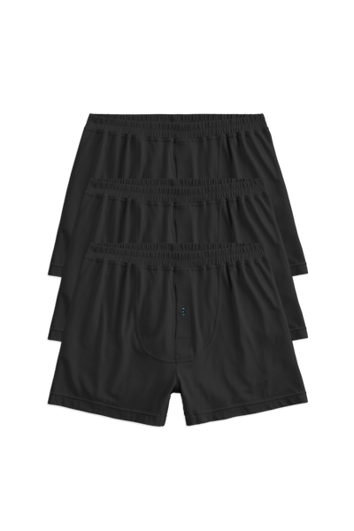 Front view of 3-Pack 18-Hour Jersey Knit Boxers in True Black