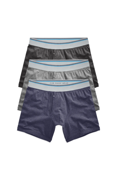 Front view of 3-Pack 18-Hour Jersey Boxer Briefs in The Heathers