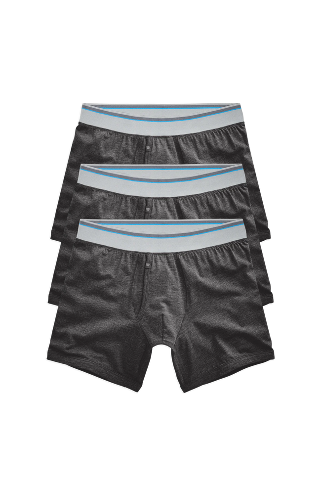 Front view of 3-Pack 18-Hour Jersey Boxer Briefs in Charcoal Heather