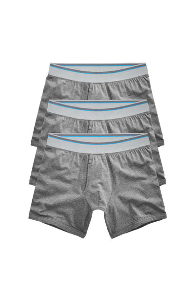 Front view of 3-Pack 18-Hour Jersey Boxer Briefs in Grey Heather