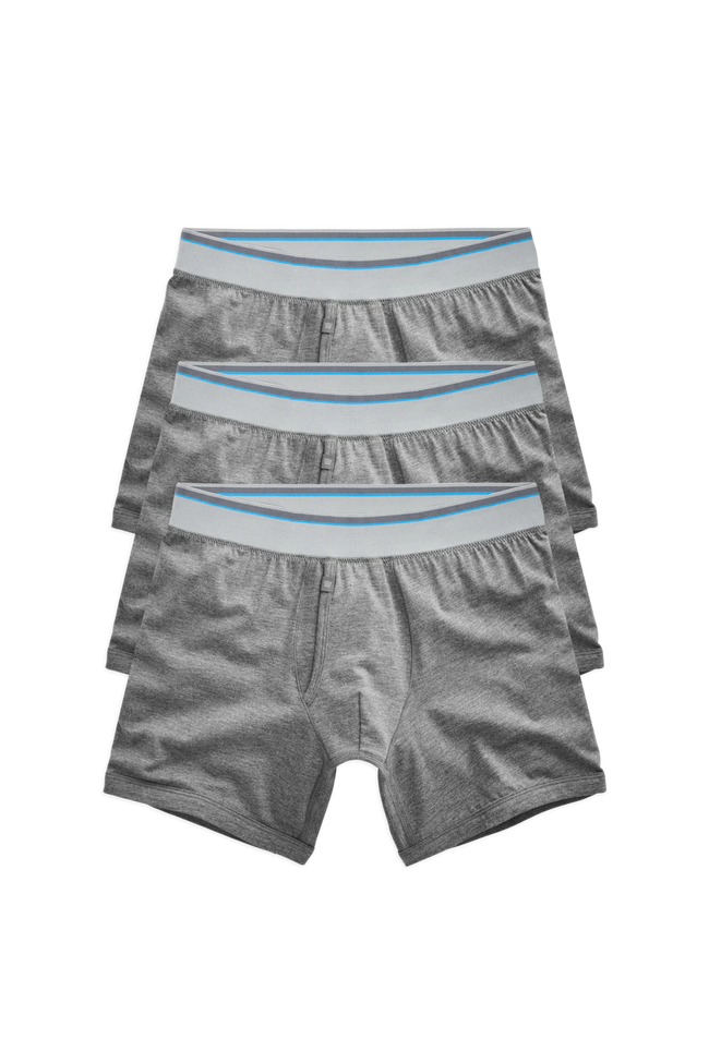 Front view of 3-Pack 18-Hour Jersey Boxer Briefs in Grey Heather