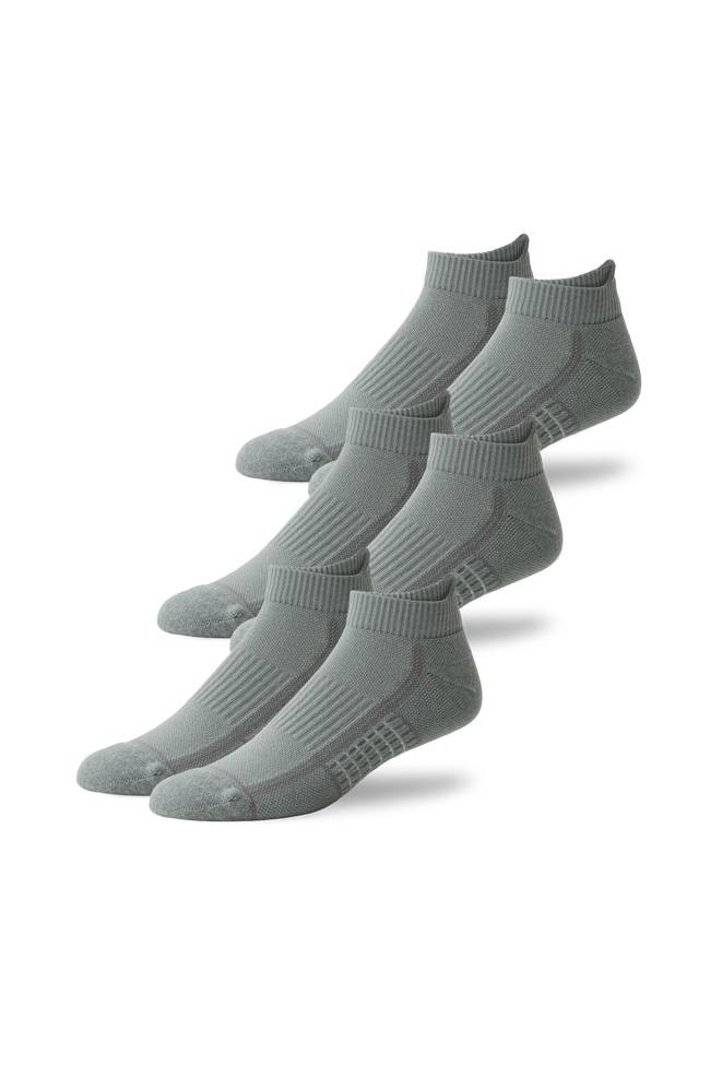 3-Pack AIRKNITˣ Ankle Socks in Grey Heather