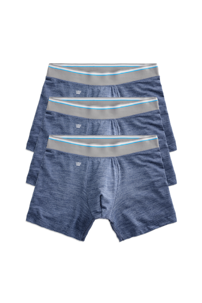 Front view of a 3-Pack AIRKNITx Boxer Brief in Indigo Heather