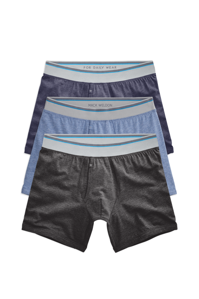 Front view of 3 pack 18 Hour Jersey Boxer Briefs in Mirage