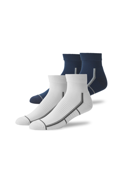 2-Pack AIRKNITˣ High Ankle Socks Bright White / True Navy Outline