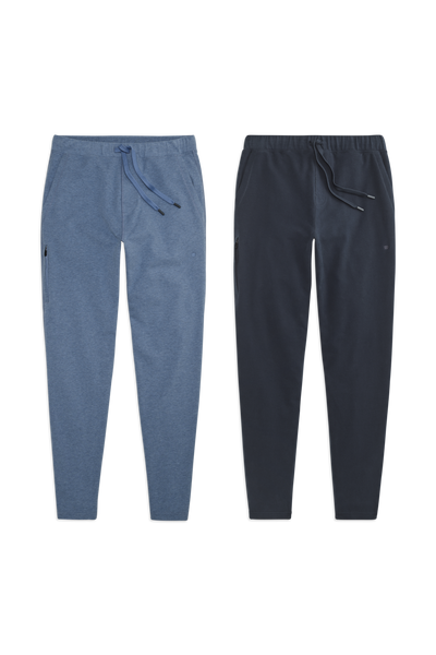 Front view of 2 pack Ace Sweatpant in Ice Storm Heather / Total Eclipse