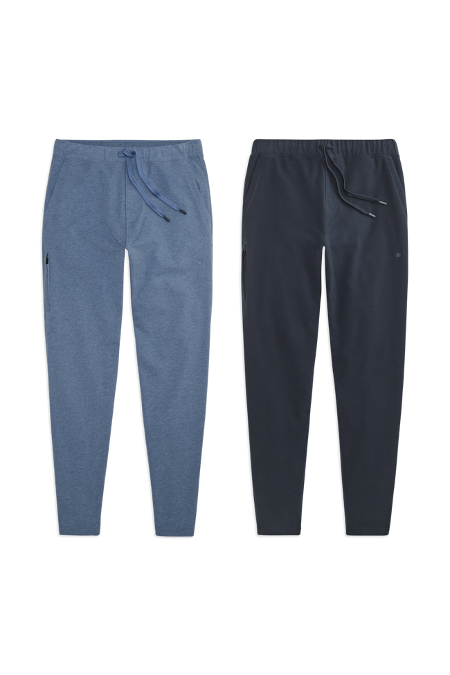 Front view of 2 pack Ace Sweatpant in Ice Storm Heather / Total Eclipse