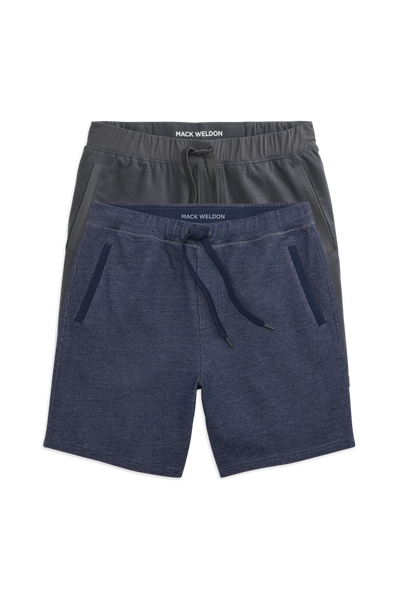 Front view of 2-Pack ACE Sweatshorts 7" in True Navy - Bird's Eye / Asphalt