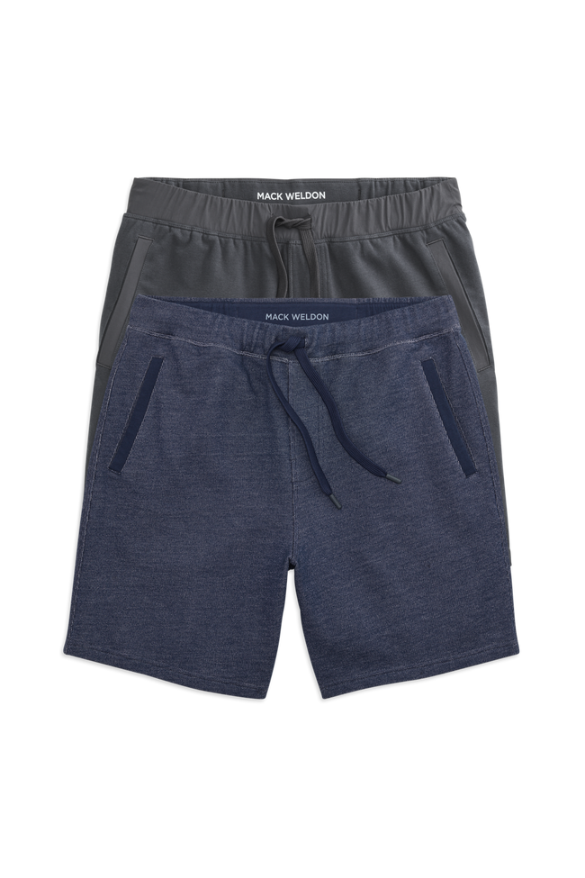 Front view of 2-Pack ACE Sweatshorts 7" in True Navy - Bird's Eye / Asphalt