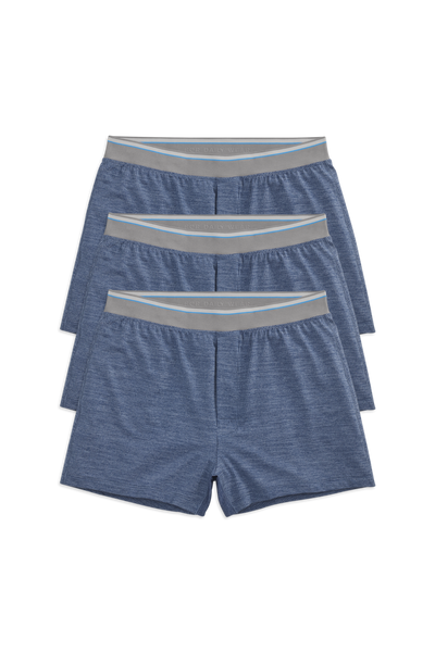 Front view of 3-Pack AIRKNITˣ Knit Boxer in Indigo Heather