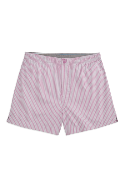 Front view of 24/7 Woven boxer in Winter Haze Bengal Stripe