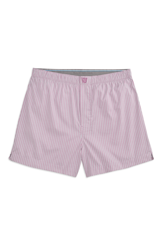 Front view of 24/7 Woven boxer in Winter Haze Bengal Stripe