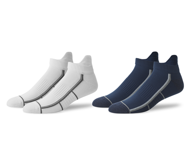 2-Pack AIRKNITˣ Ankle Socks Bright White / True Navy Outline