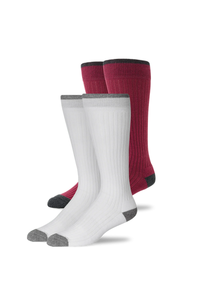 Bright White - Bramble Charcoal Heather | Front view of 2 Pack Everyday Extended Crew Sock in Bright White - Bramble Charcoal Heather