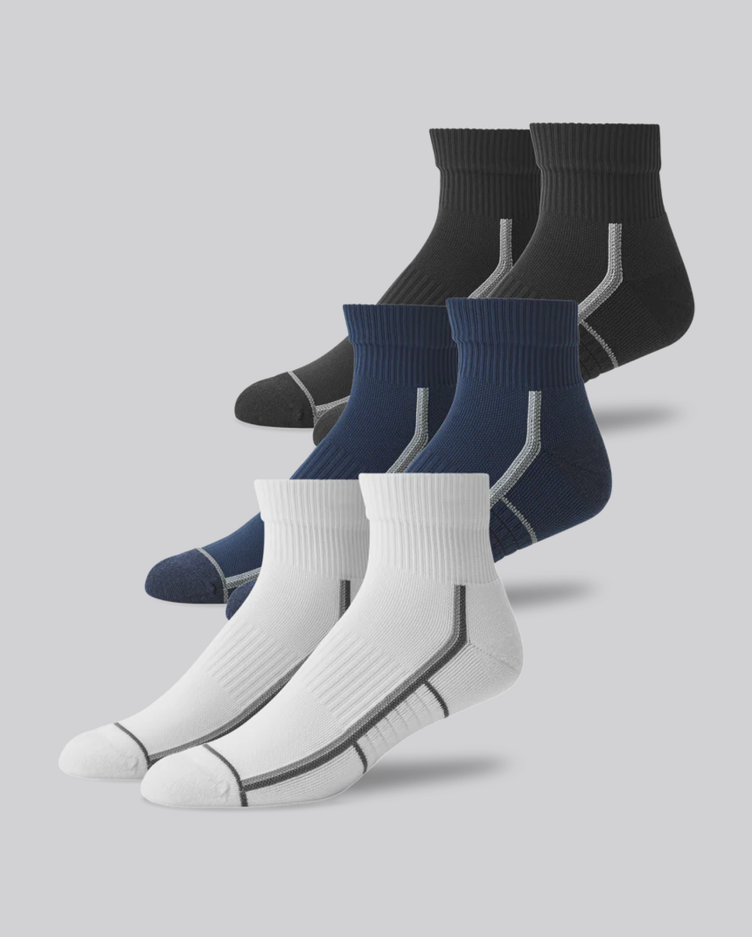 Front view of 3-Pack AIRKNITˣ High Ankle Socks in The Classics
