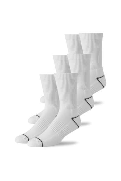 Front view of 3-Pack AIRKNITˣ Crew Socks in Bright White