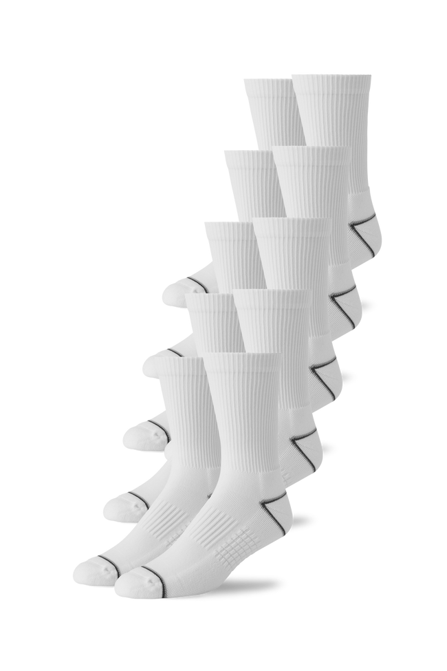 Front view of 5-Pack AIRKNITˣ Crew Socks in Bright White
