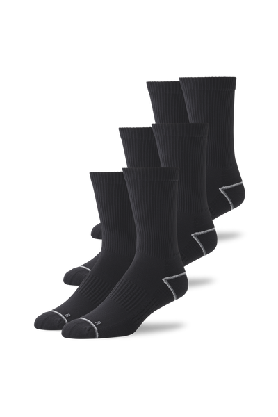 Front view of 3-Pack AIRKNITˣ Crew Socks in True Black