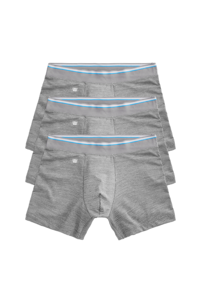 Front view of a 3-Pack AIRKNITx Boxer Brief in Grey Heather
