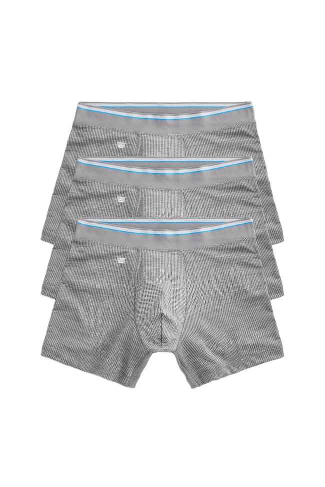 Front view of a 3-Pack AIRKNITx Boxer Brief in Grey Heather