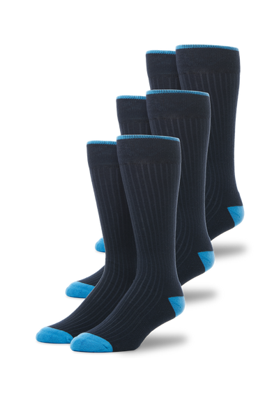 Front view of 3-Pack Everyday Extended Crew Socks in Total Eclipse