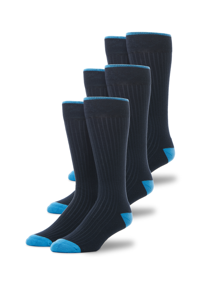 Front view of 3-Pack Everyday Extended Crew Socks in Total Eclipse
