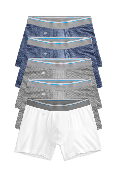 Front view of a 5-Pack AIRKNITx Boxer Brief in Weekday Classics
