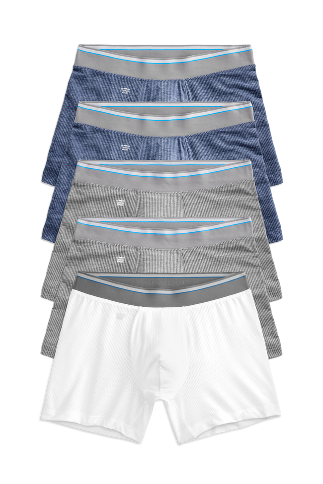 Front view of a 5-Pack AIRKNITx Boxer Brief in Weekday Classics