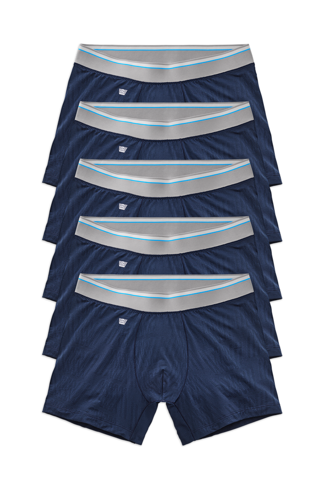 Front view of a 5-Pack AIRKNITx Boxer Brief in True Navy