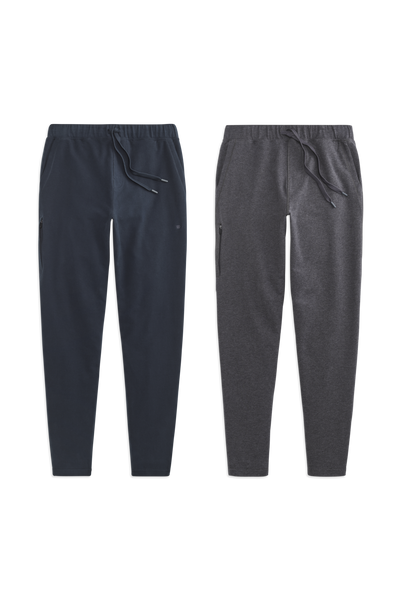 Front view of 2 pack Ace Sweatpant in Total Eclipse / Charcoal Heather