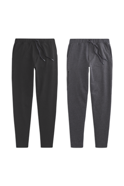 Front view of 2 pack Ace Sweatpant in True Black / Charcoal Heather