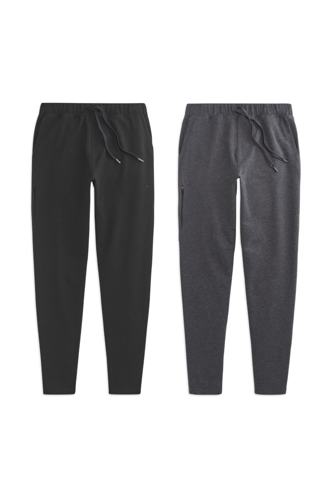 Front view of 2 pack Ace Sweatpant in True Black / Charcoal Heather